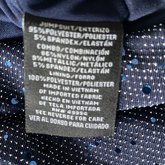 R&M Richards Navy Asymmetrical Caplet Jumpsuit. - Picture 12 of 12